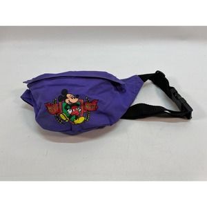 Vintage Mickey Mouse Purple Colorful Canvas Fanny Back Cross Body Bag